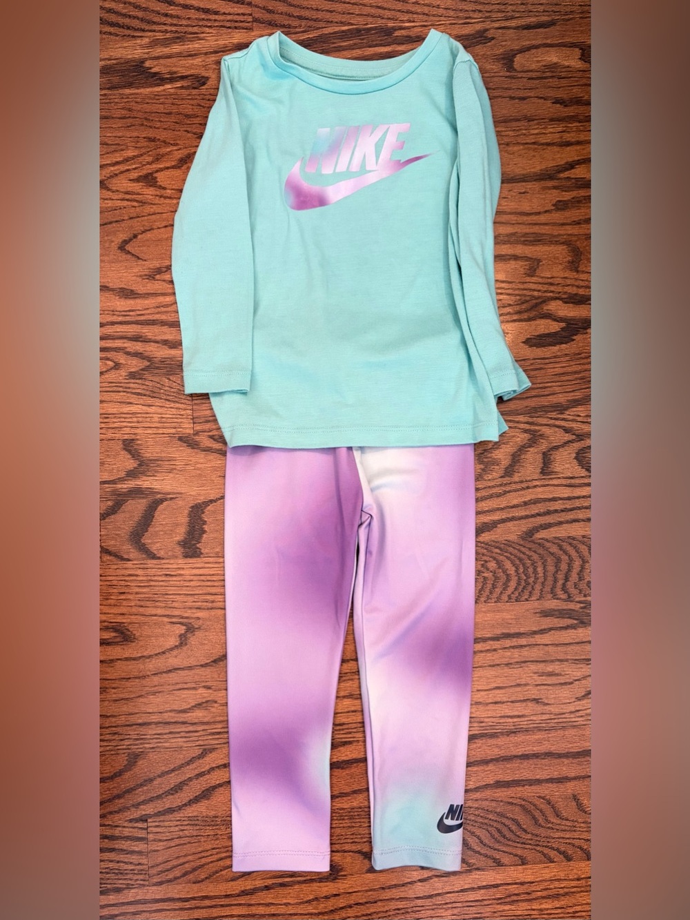 Nike Girls Teal Top with Purple Ombre Leggings